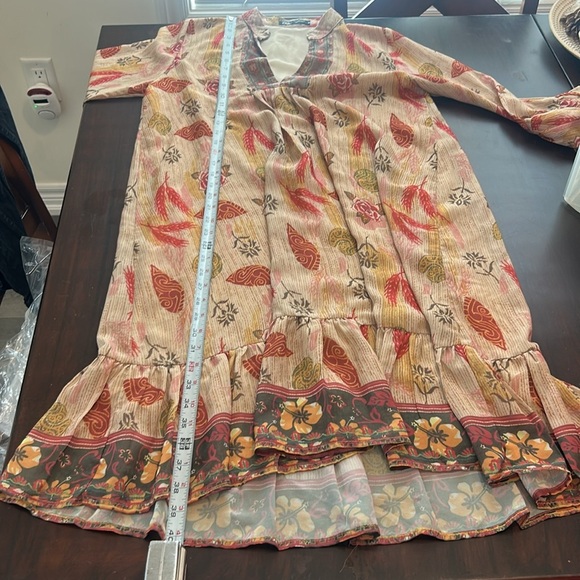Zara Woman Bohemian Floral Mini Dress 3/4 Bell Sleeve Tunic Style Size M - Picture 11 of 14